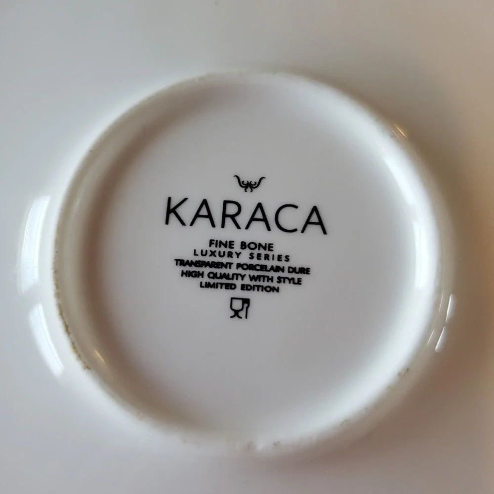 Karaca Fine Bone China Porcelain 6 Saucers Square Pink‎ & White Limited Ed